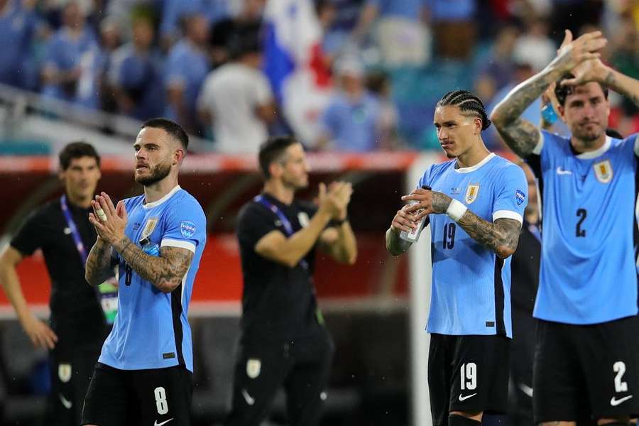 Les Uruguayens après leur victoire.