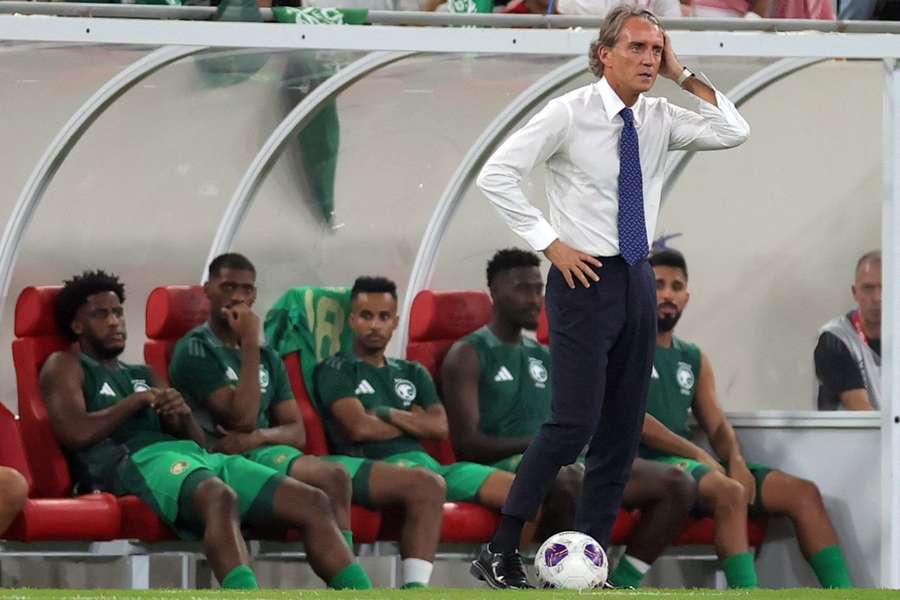 Mancini, en un partido de Arabia Saudí.