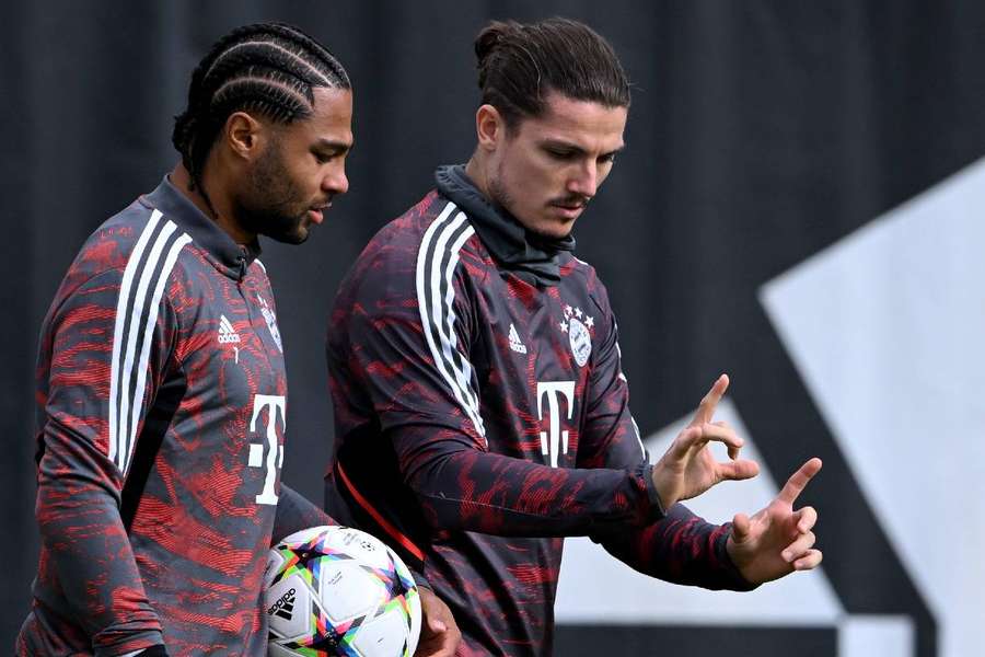 Serge Gnabry et Marcel Sabitzer hier à l'entraînement.