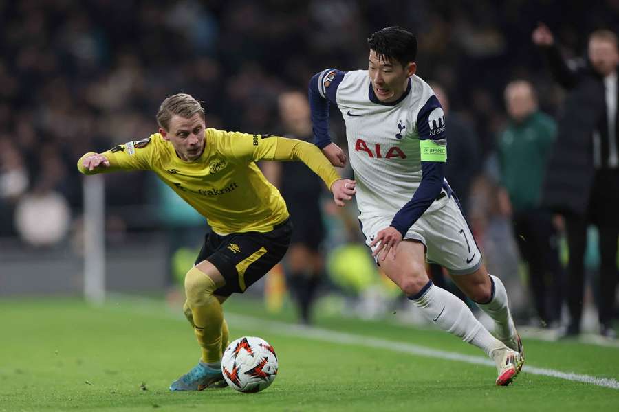 Son Heung-min (right) in action for Tottenham
