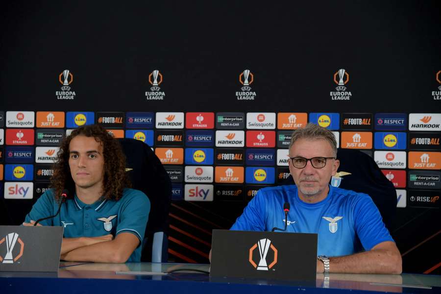 Marco Baroni e Matteo Guendouzi in conferenza stampa