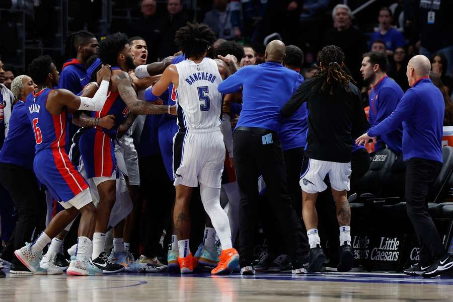 NBA bans 11 players after mass brawl between Pistons and Magic