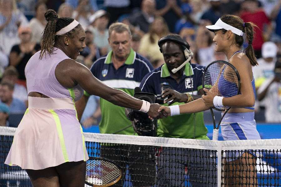 Serena Williams and Emma Raducanu met on court for the first time in Cincinnati
