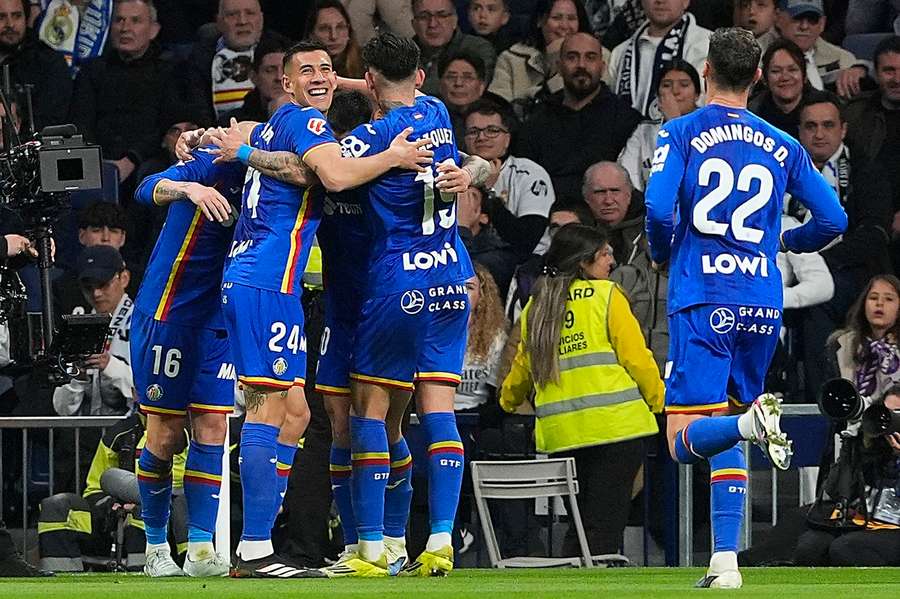 Getafe celebrate their winning goal