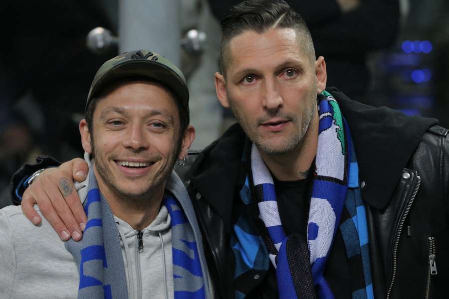 Valentino Rossi und Marco Materazzi bei einem Champions-League-Spiel Inter Mailands 2018.
