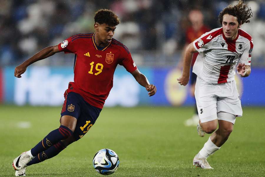 Lamine Yamal, durante o jogo contra a Geórgia