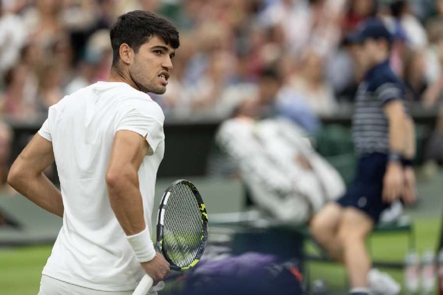 Alcaraz in Wimbledon action 