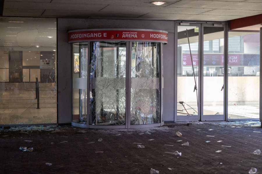 Some of the damage sustained at Ajax's stadium