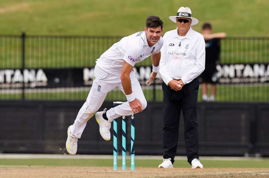 Anderson bowls during England previous Test match against New Zealand