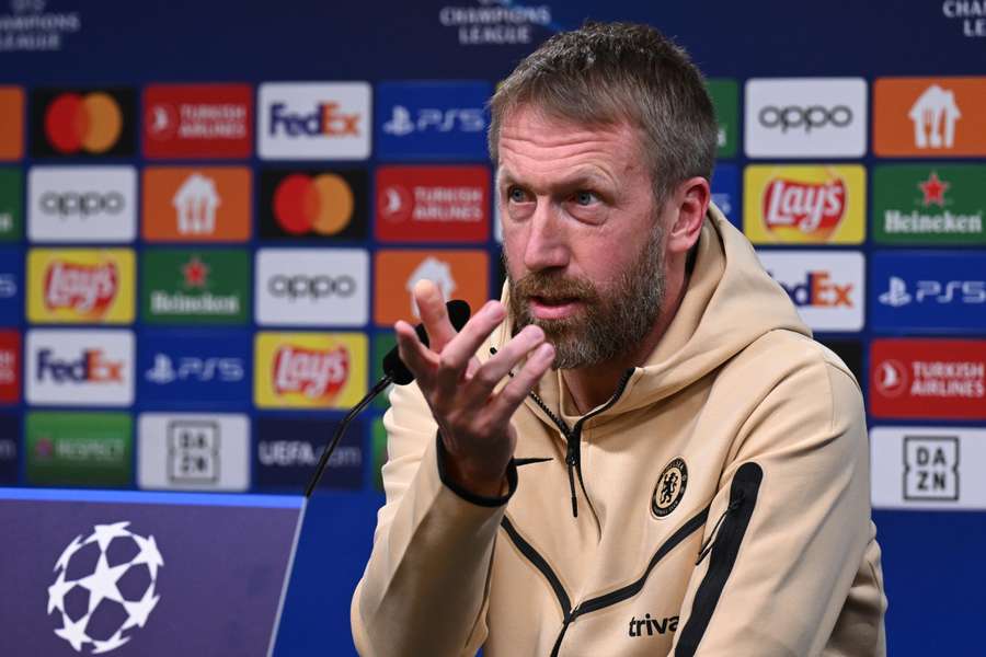 Chelsea head coach Graham Potter addresses a press conference