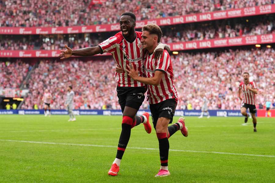 Inaki Williams celebrates his opener for Athletic Club