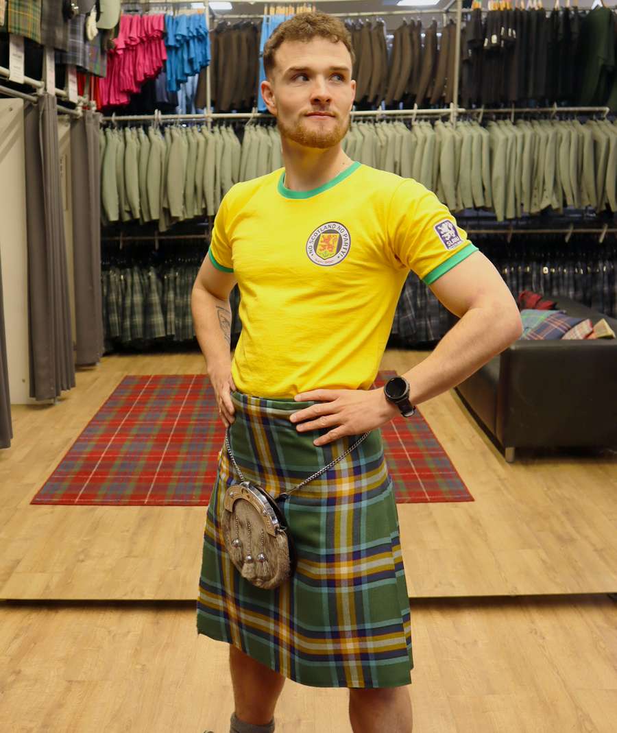 Kilt produzido com o tartan brasileiro