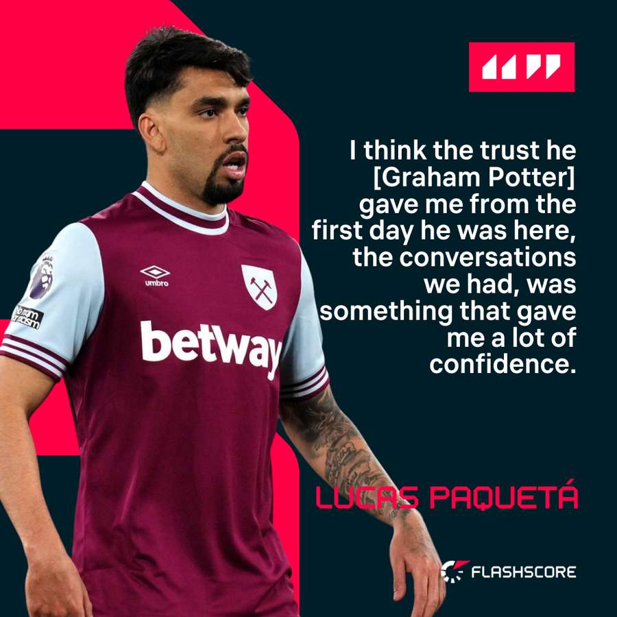 Lucas Paqueta on the effect Graham Potter has had on his form at West Ham