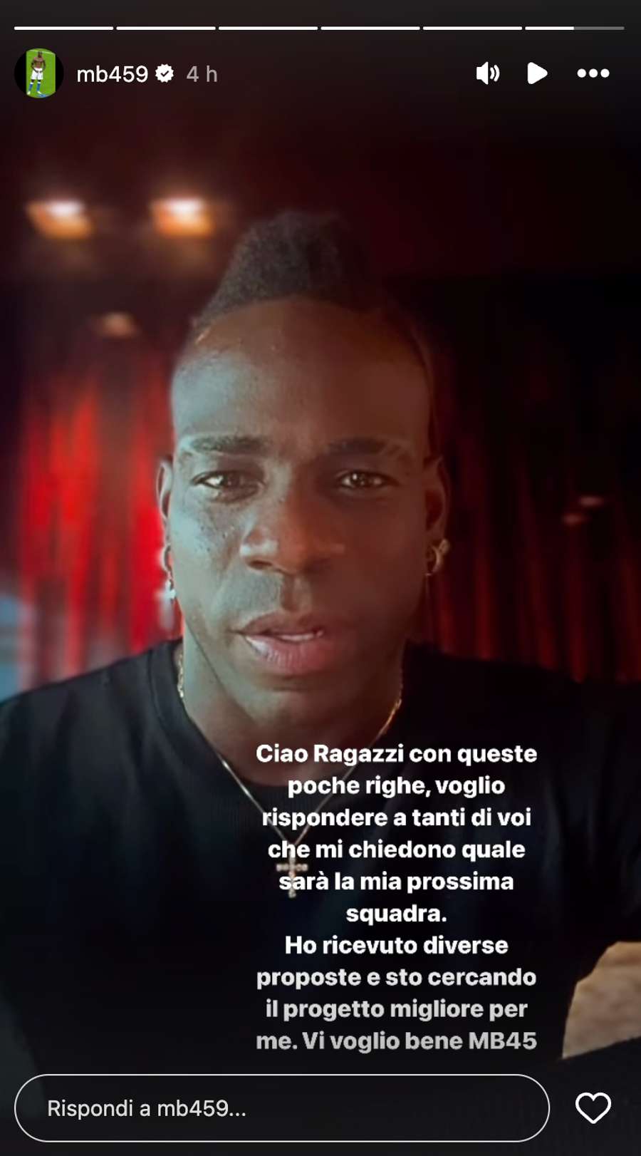 Il videomessaggio di Balotelli