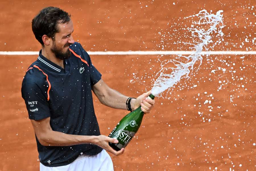 Medvedev celebrated his first tournament win on clay in Rome