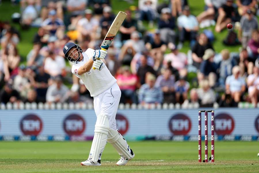 England's Joe Root plays a shot