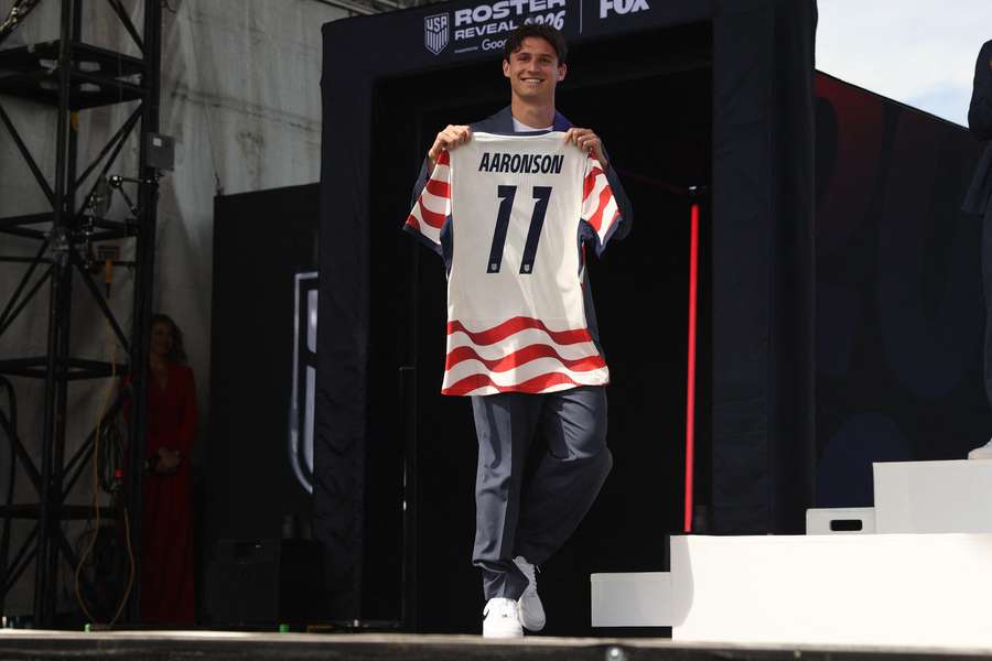 Aaronson na apresentação do plantel dos Estados Unidos Aaronson na apresentação do plantel dos Estados Unidos