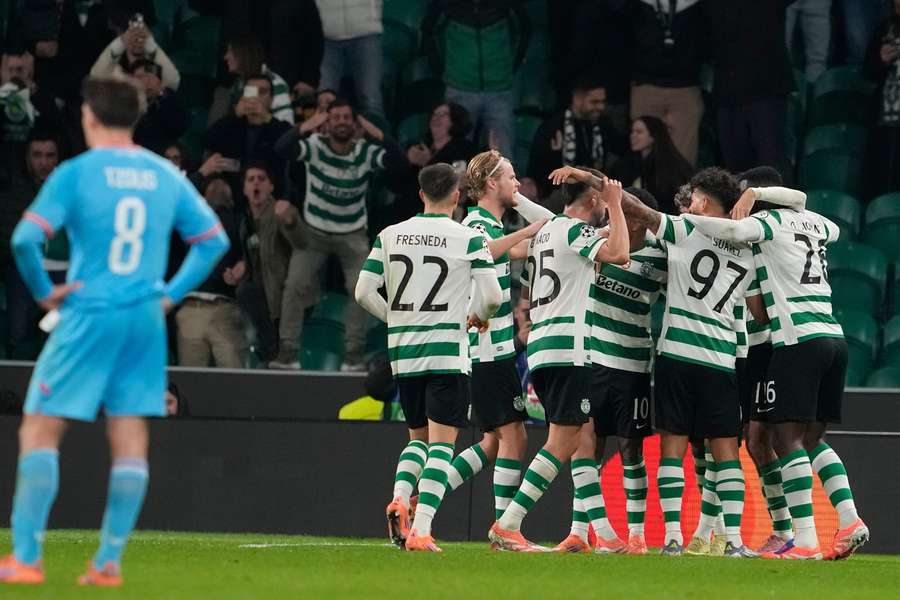 A festa dos jogadores do Sporting