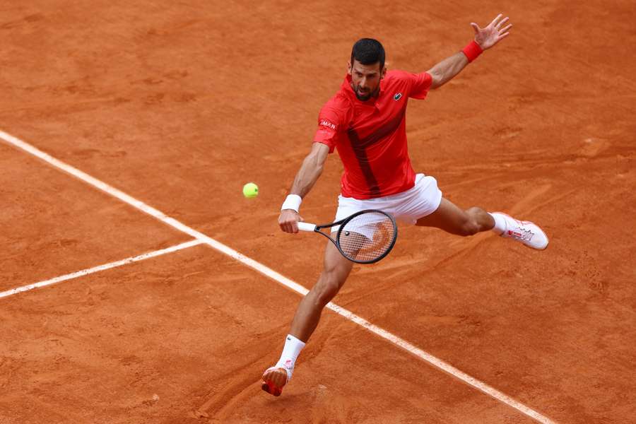 Novak Djokovic in action during his second round match against France's Corentin Moutet