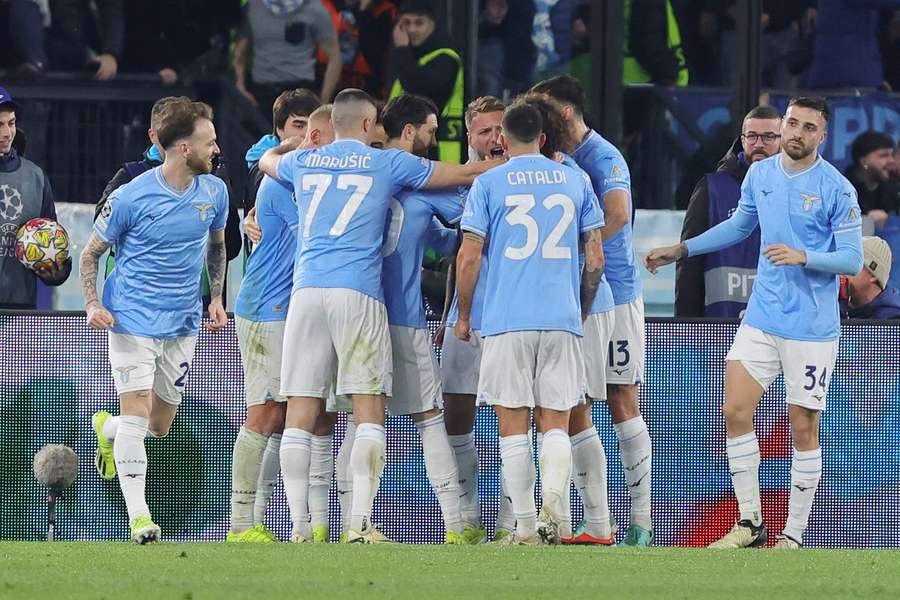 Lazio celebrate their goal