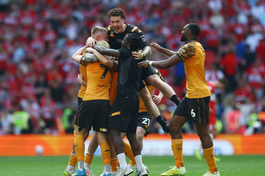 Hull City en pleine célébration, ce samedi.