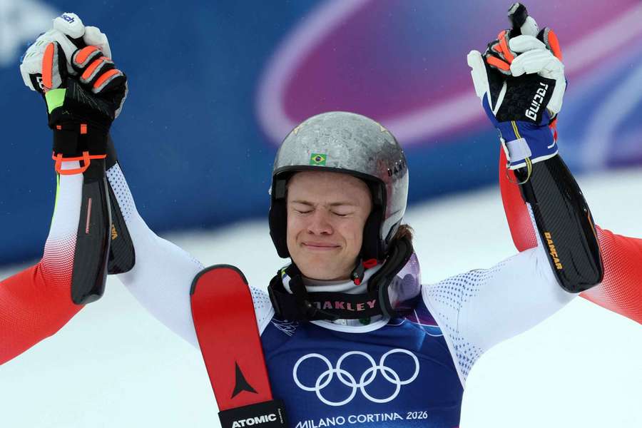 Lucas Pinheiro Braathen nello slalom gigante delle Olimpiadi Invernali Lucas Pinheiro Braathen nello slalom gigante delle Olimpiadi Invernali