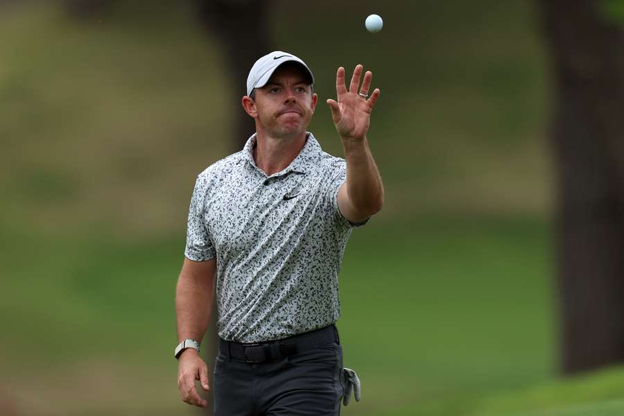 Rory McIlroy of Northern Ireland catches his ball