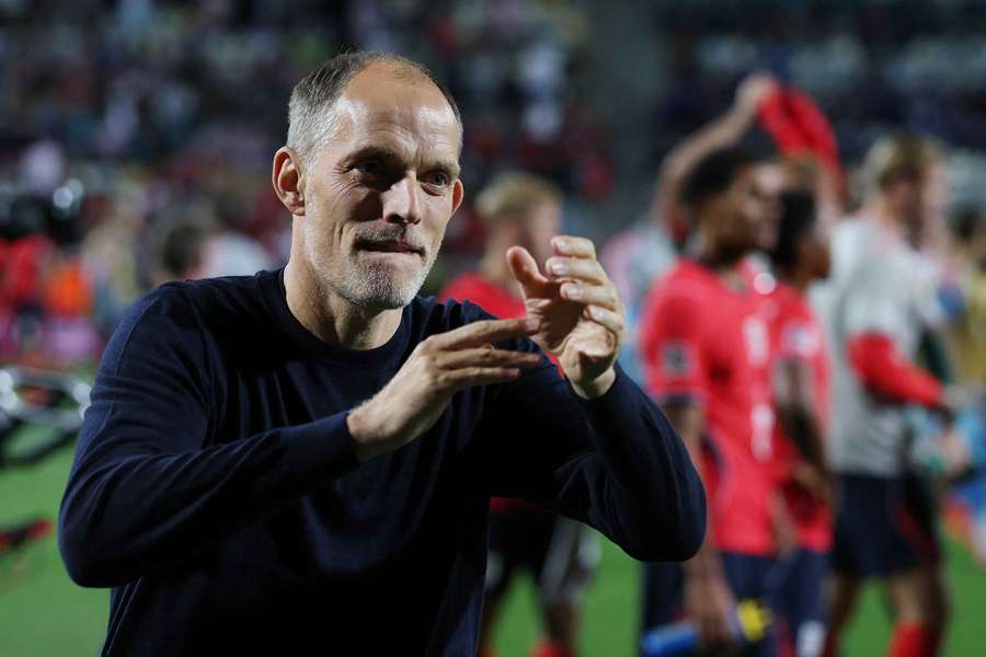 England manager Thomas Tuchel celebrates after the match England manager Thomas Tuchel celebrates after the match