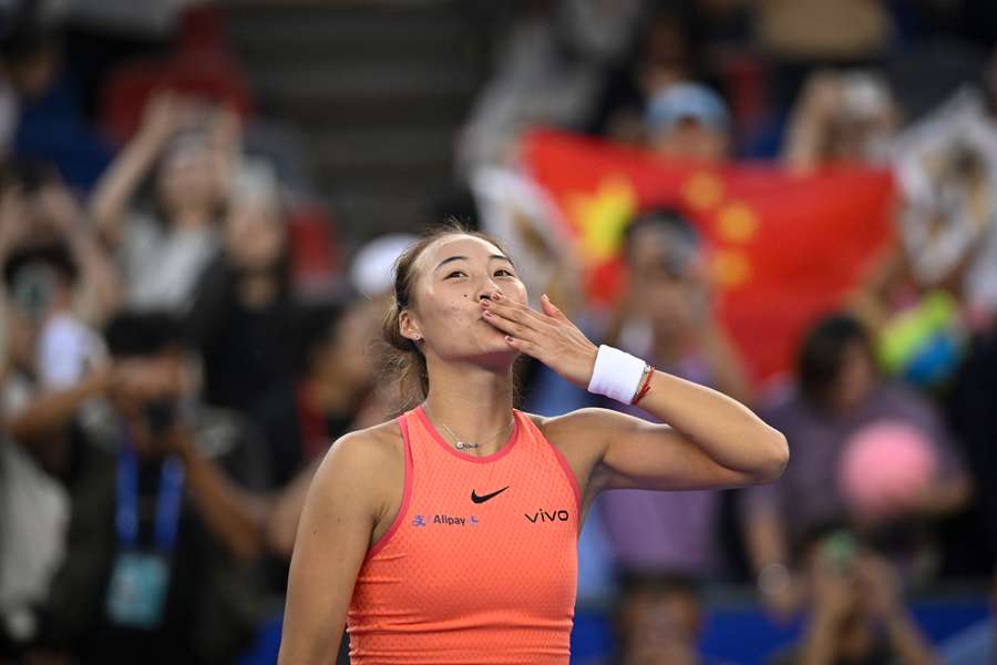 Zheng celebrates a huge win in Wuhan