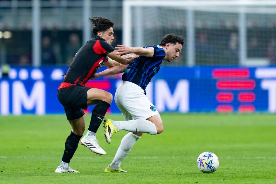 Un'azione della sfida tra Milan e Inter