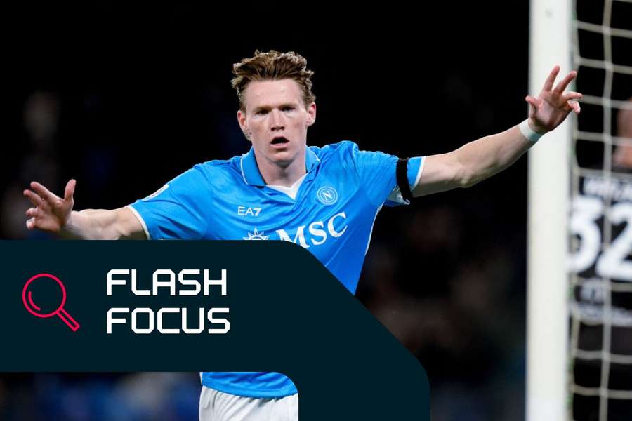 Scott McTominay celebrates one of his two goals in Napoli' clash with Torino