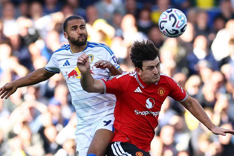 Calvert-Lewin (left) in action against Man Utd