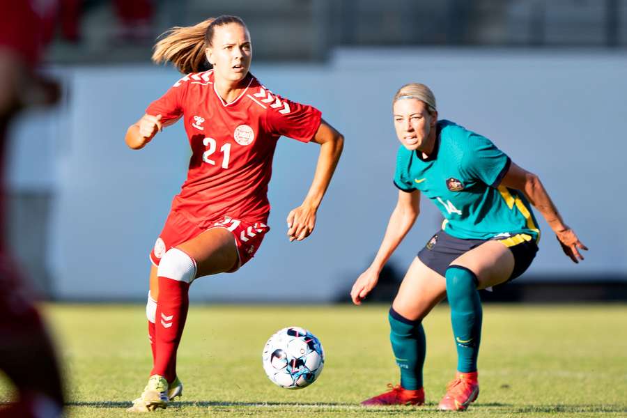 Caroline Møller (her i aktion for Danmark mod Australien) skiftede i 2021 fra Inter til Real Madrid