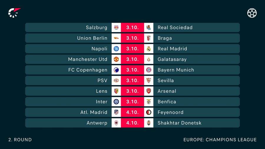 Matchday two fixtures