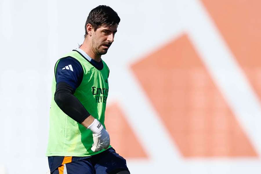 Courtois, durante el entrenamiento de este domingo 6 de abril