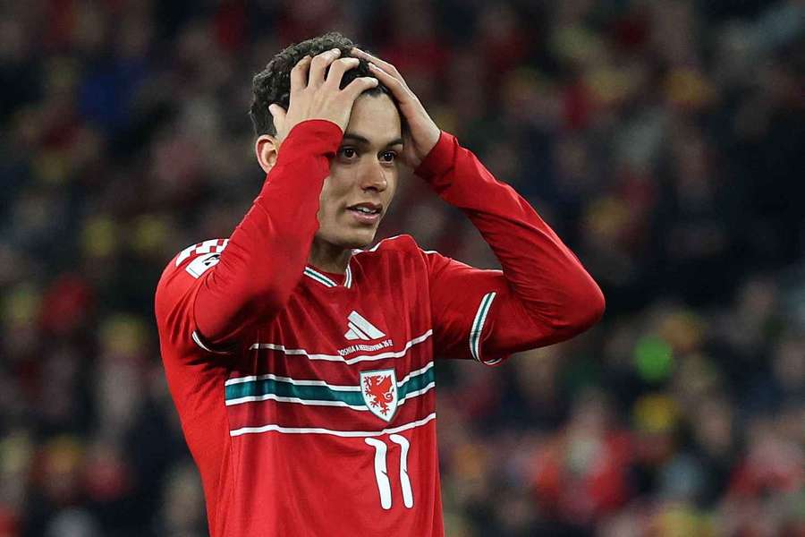  Wales' Brennan Johnson looks dejected after missing a penalty during the penalty shootout