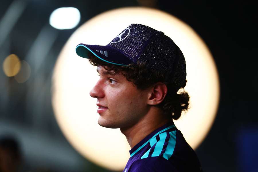 Kimi Antonelli speaks to the press before the 2026 Singapore Grand Prix