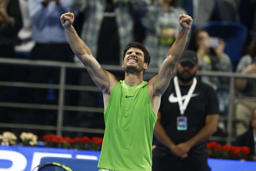 Carlos Alcaraz celebrates