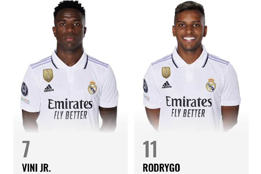 Vinicius sera le 7 et Rodrygo le 11.