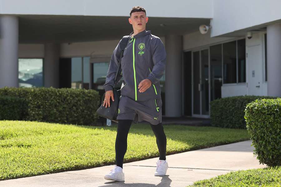 Man City's Phil Foden arrives at Fort Lauderdale, ahead of their first training session on Friday