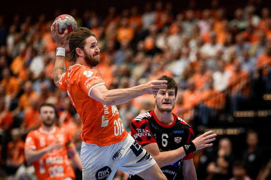 Anton Hallback shoots for Kristianstad in the Handbollsligan final series against Malmo Anton Hallback shoots for Kristianstad in the Handbollsligan final series against Malmo