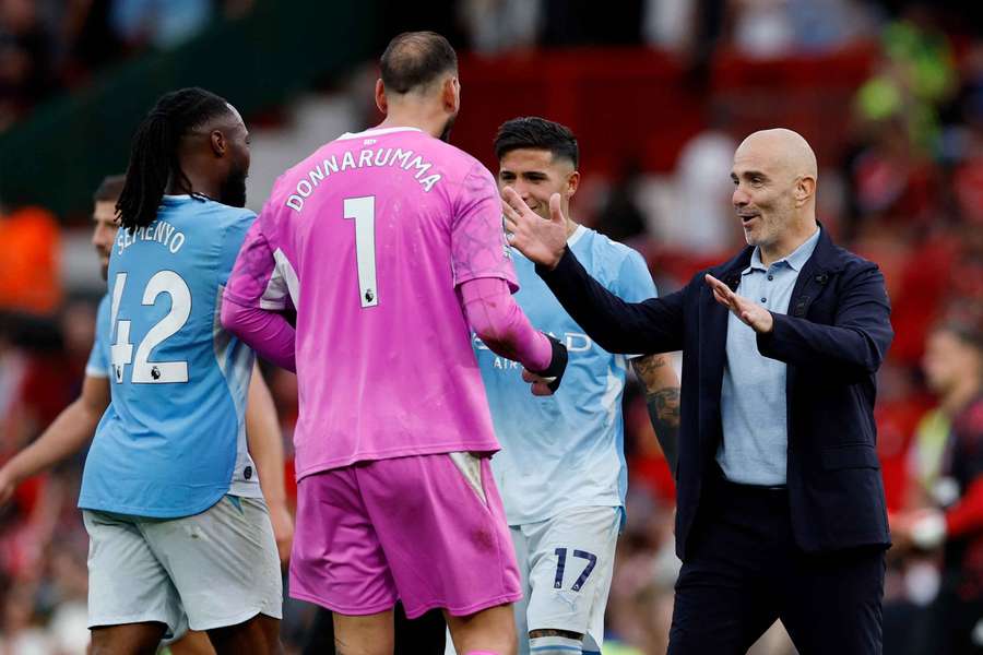 Maresca (r.) und Gianluigi Donnarumma feiern nach dem Manchester-Derby