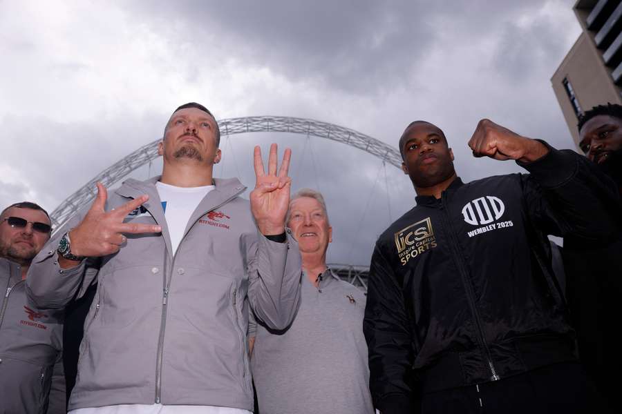 Dubois and Usyk outside Wembley Stadium ahead of their big fight