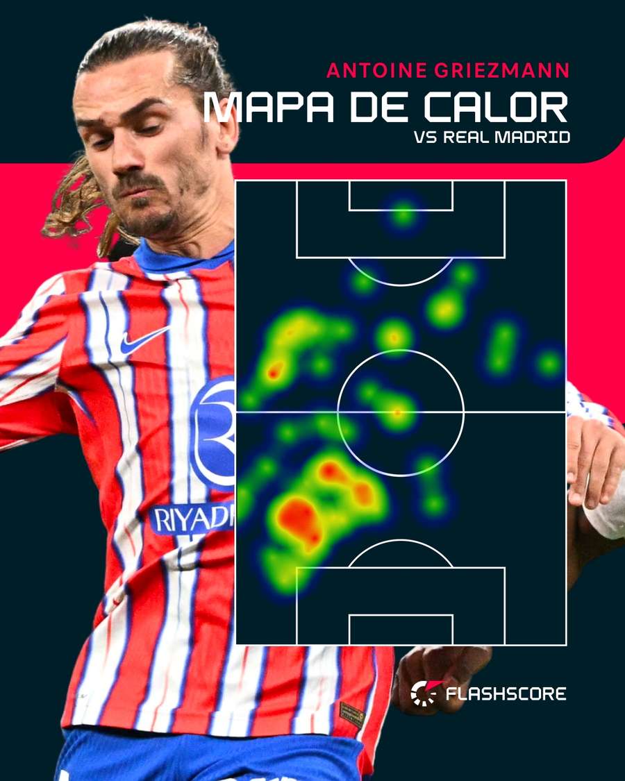 La carte de chaleur de Griezmann samedi.