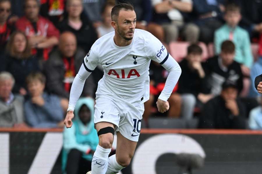 Tottenham's James Maddison celebrates after scoring the opener