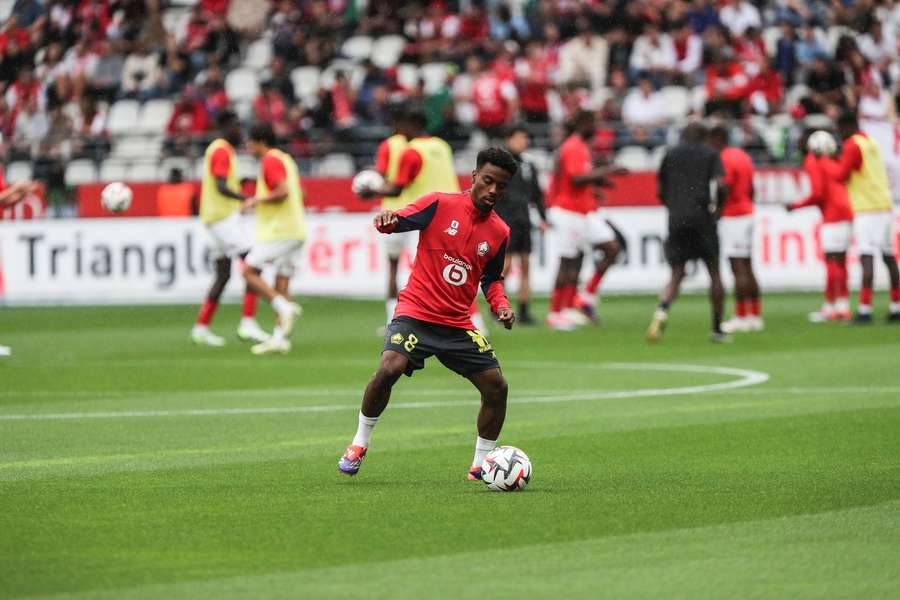 Angel Gomes lors de l'échauffement à Reims