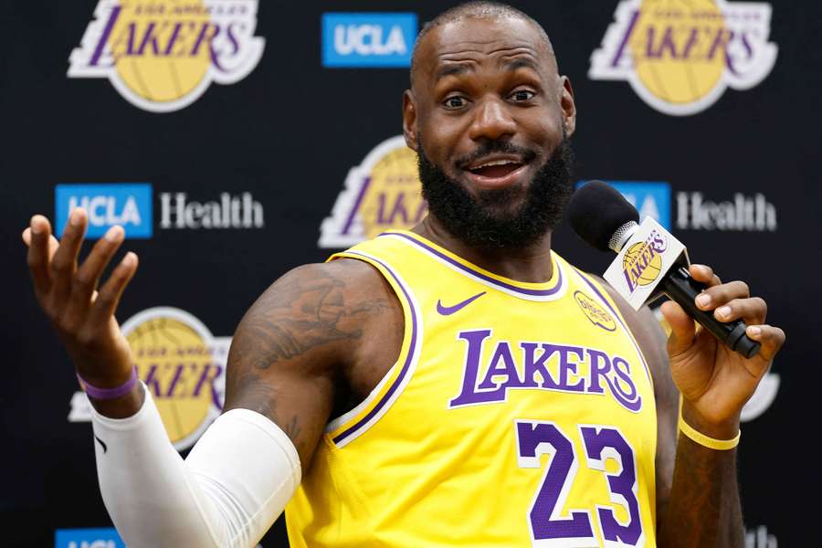 LeBron James during 2025 Los Angeles Lakers media day LeBron James during 2025 Los Angeles Lakers media day
