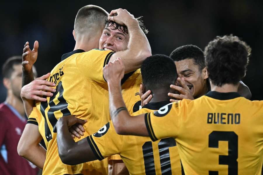 Wolves players celebrate