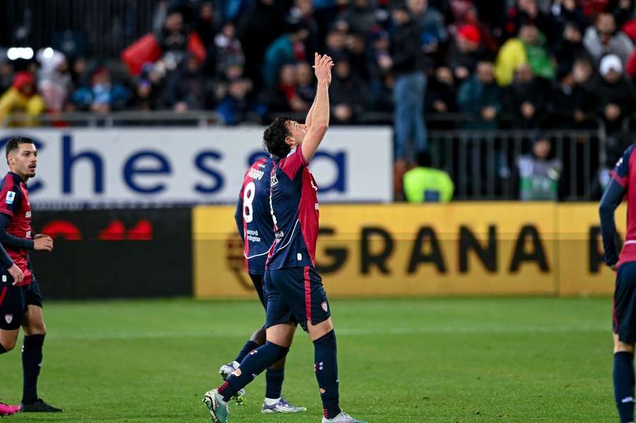 Mazzitelli esulta dopo la rete dell'1-0