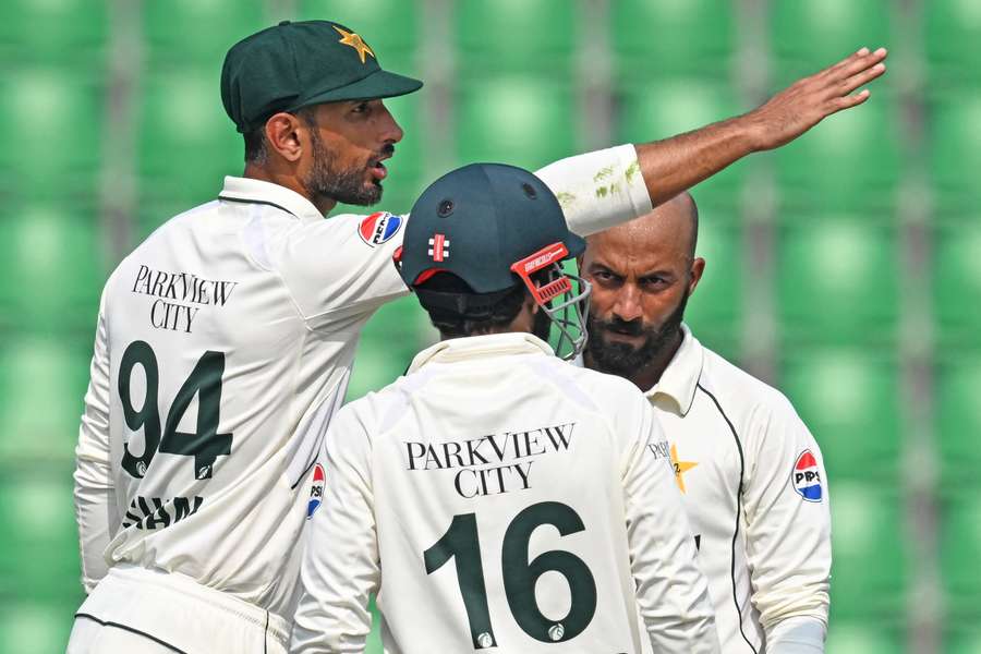 Pakistan captain Shan Masood adjusts his field during the recent first Test against South Africa.